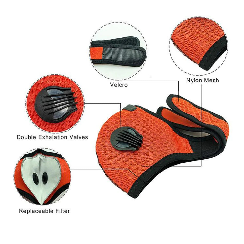Jupitergear Performance Sports Face Mask with Activated Carbon Filter and Breathing Valves